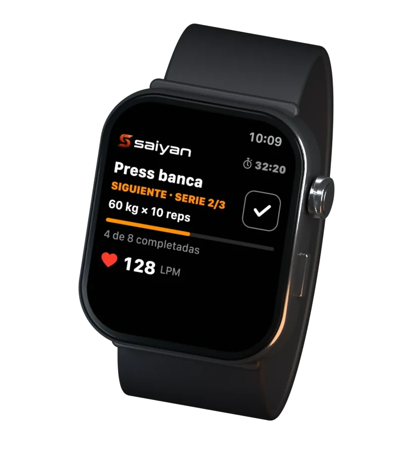 Saiyan para Apple Watch: siguiente serie, confirmación, descanso y pulso.